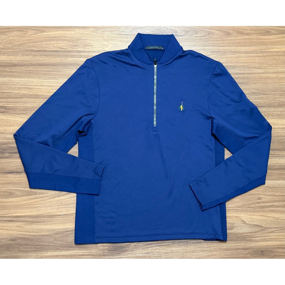 Greyson Siasconset Navy Quarter Zip Pullover Bear's Club Golf Logo Sz S